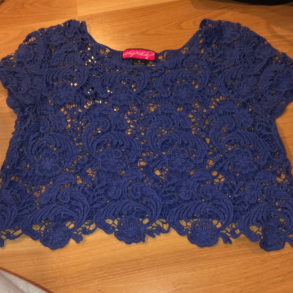 Blue crop top with Stitched Detail